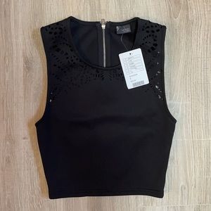 Black Crop Top with Zipper